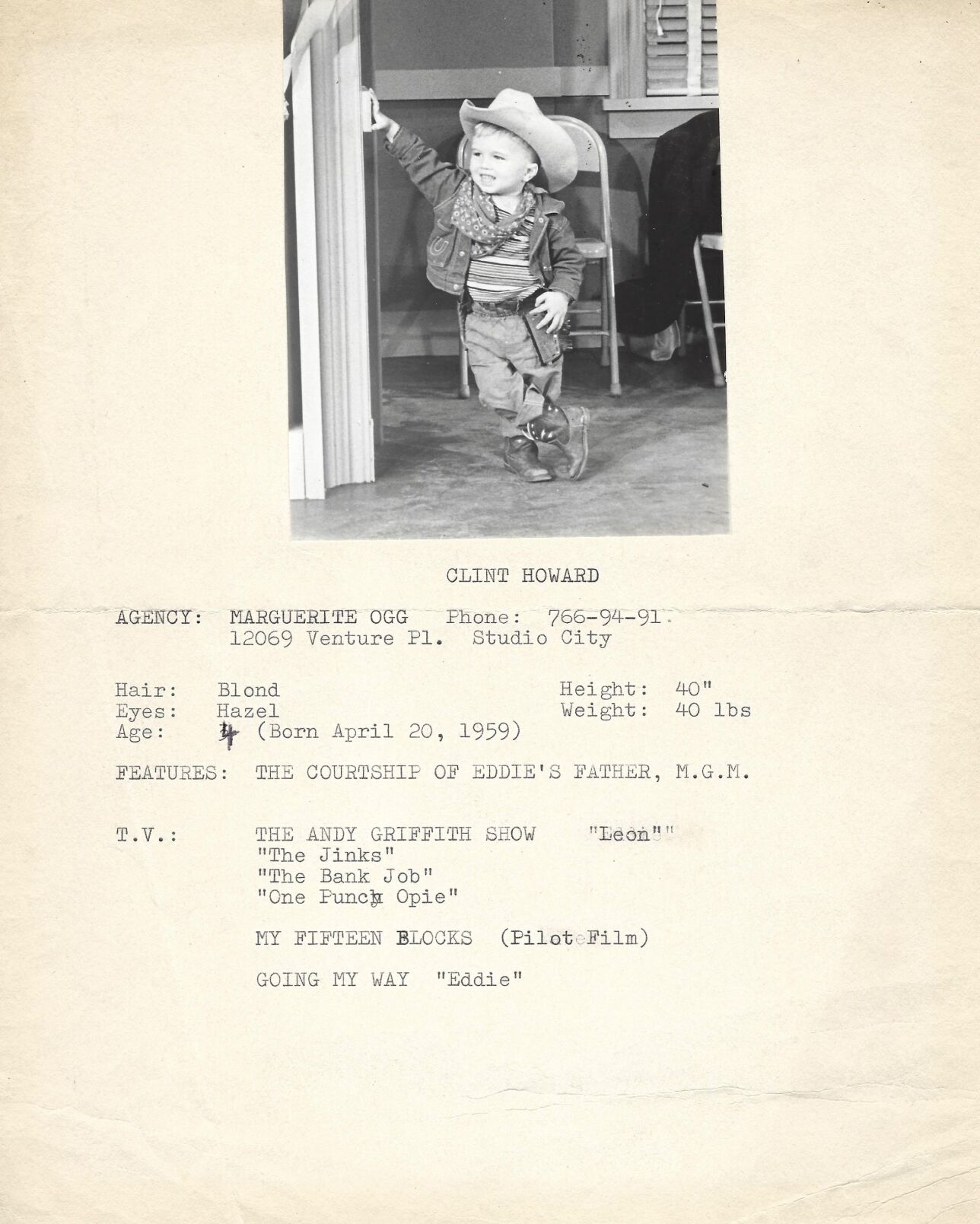 Clint Howard's first resume